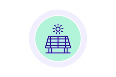 Güneş Enerjisi Simgesi çizgi simgesi, vektör, piksel mükemmel, illüstratör dosyası