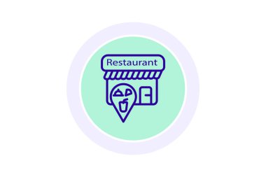 Konum simgesi, vektör illüstrasyonlu restoran konumu