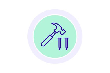 Çekiç ve Tırnak simgesi, çivi, araç, inşaat, diy çizgisi simgesi, düzenlenebilir vektör simgesi, piksel mükemmel, illüstratör ai dosyası