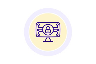 Siber kilitleme simgesi, kilitleme, güvenlik, koruma, dijital satır simgesi, düzenlenebilir vektör simgesi, piksel mükemmel, illüstratör ai dosyası