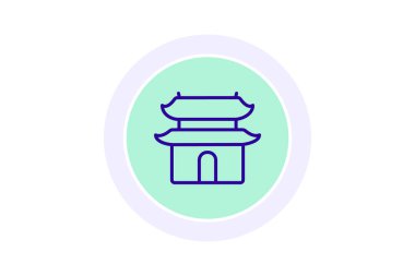 Tapınak ikonu, Çince, din, Budizm, mimari çizgi ikonu, düzenlenebilir vektör ikonu, piksel mükemmel, illüstratör ai dosyası