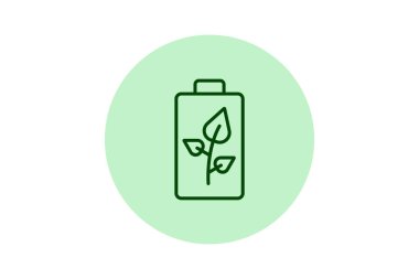 Eko Batarya çizgisi simgesi, vektör, piksel mükemmel, illüstratör dosyası