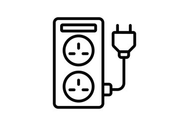 Enerji Kaydetme Soket satır simgesi, vektör, piksel mükemmel, illüstratör dosyası