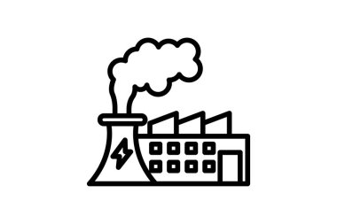 Enerji Tasarruf Fabrikası çizgi simgesi, vektör, piksel mükemmel, illüstratör dosyası