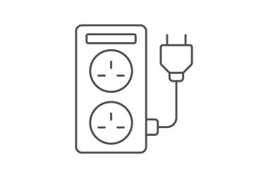 Enerji Kaydetme Soketi İnce Çizgisi simgesi, vektör, piksel mükemmel, illüstratör dosyası