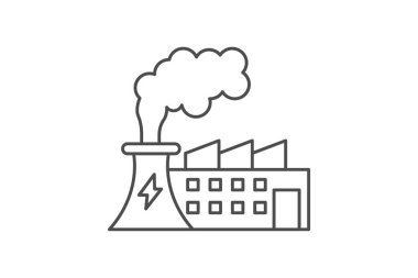 Enerji Tasarruf Fabrikası ince çizgi simgesi, vektör, piksel mükemmel, illüstratör dosyası