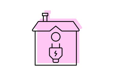 Enerji Kaydetme Ev Rengi İnce Çizgisi simgesi, vektör, piksel mükemmel, illüstratör dosyası