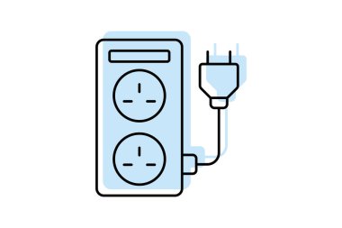 Enerji Kaydetme Soketi renk gölge ince çizgi simgesi, vektör, piksel mükemmel, illüstratör dosyası