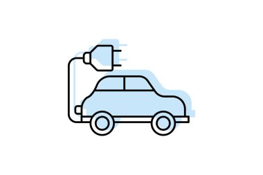 Enerji tasarrufu Elektrikli Araba renk gölge ince simgesi, vektör, piksel mükemmel, illüstratör dosyası