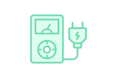 Enerji tasarrufu Elektronik duoton çizgi simgesi, vektör, piksel mükemmel, illüstratör dosyası