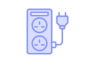 Enerji Tasarruf Soketi duoton satır simgesi, vektör, piksel mükemmel, illüstratör dosyası