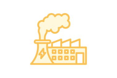 Enerji Tasarruf Fabrikası duoton çizgi simgesi, vektör, piksel mükemmel, illüstratör dosyası