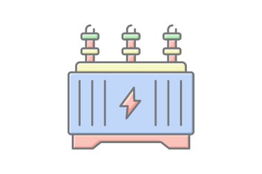 Enerji Kaydetme Dönüştürücü doğrusal renk simgesi, vektör, piksel mükemmel, illüstratör dosyası