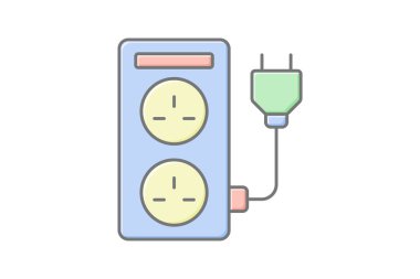 Enerji Kaydetme Soketi renk simgesi, vektör, piksel mükemmel, illüstratör dosyası