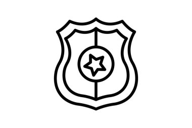 Güvenlik Rozeti çizgi simgesi, vektör, piksel mükemmel, illüstratör dosyası