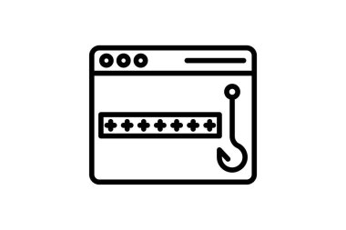 Güvenlik Parolası olta ipi simgesi, vektör, piksel mükemmel, illüstratör dosyası