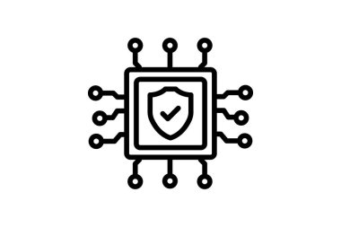 İşlemci Güvenlik Satırı simgesi, vektör, piksel mükemmel, illüstratör dosyası