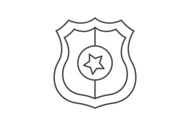 Güvenlik Rozeti İnce simgesi, vektör, piksel mükemmel, illüstratör dosyası