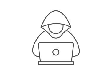 Güvenlik Hacker ince çizgi simgesi, vektör, piksel mükemmel, illüstratör dosyası