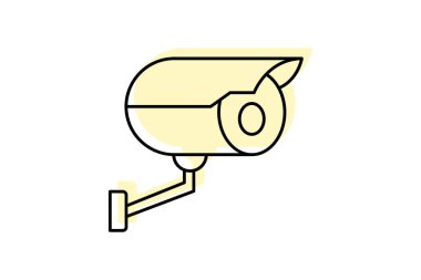 Güvenlik kamerası renk gölge ince çizgi simgesi, vektör, piksel mükemmel, illüstratör dosyası