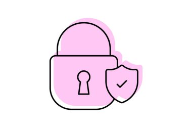 Güvenlik Kilidi renk gölge inceliği simgesi, vektör, piksel mükemmel, illüstratör dosyası