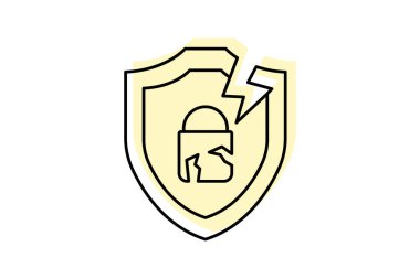 Güvenlik ihlali renk gölge ince çizgi simgesi, vektör, piksel mükemmel, illüstratör dosyası