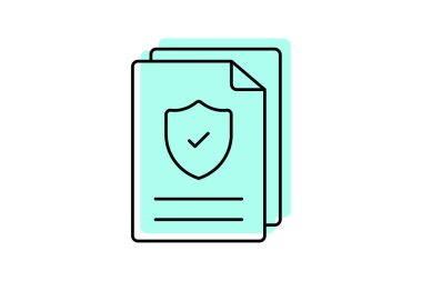 Güvenlik Politikası renk gölge ince çizgi simgesi, vektör, piksel mükemmel, illüstratör dosyası