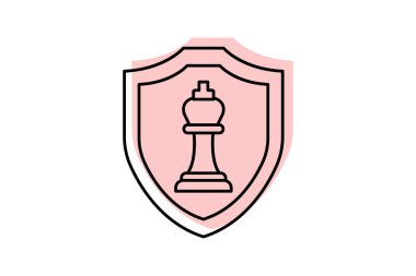 Güvenlik Stratejisi renk gölge ince çizgi simgesi, vektör, piksel mükemmel, illüstratör dosyası