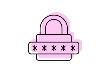 Güvenlik Parolası renk gölge ince çizgi simgesi, vektör, piksel mükemmel, illüstratör dosyası