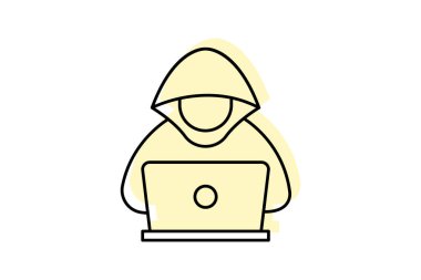 Güvenlik Hacker renk gölge inceltici simge, vektör, piksel mükemmel, illüstratör dosyası
