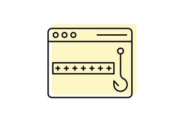 Güvenlik Parolası balıkçılık rengi gölge ince simge, vektör, piksel mükemmel, illüstratör dosyası