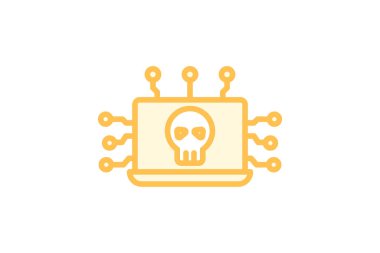 Güvenlik Sanal Saldırısı duoton çizgi simgesi, vektör, piksel mükemmel, illüstratör dosyası