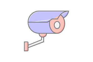 Güvenlik kamerası doğrusal renk simgesi, vektör, piksel mükemmel, illüstratör dosyası