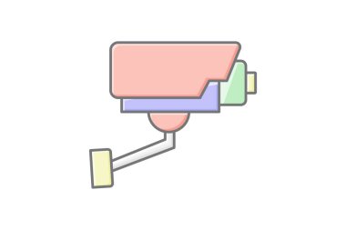 Güvenlik İzleme lineal renk simgesi, vektör, piksel mükemmel, illüstratör dosyası