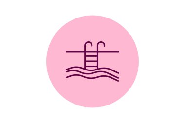 Otel havuz çizgisi simgesi, vektör, piksel mükemmel, illüstratör dosyası