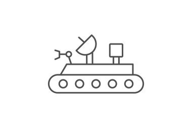 Space Rover ince çizgi simgesi, vektör, piksel mükemmel, illüstratör dosyası