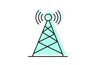 Radyo Kulesi renk gölge ince çizgi simgesi, vektör, piksel mükemmel, illüstratör dosyası