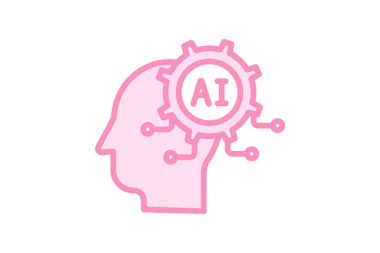 Yapay Zeka Eğitimi duoton çizgi simgesi, vektör, piksel mükemmel, illüstratör dosyası