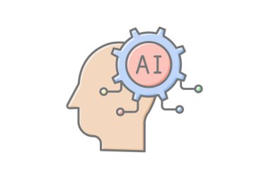 AI Eğitim doğrusal renk simgesi, vektör, piksel mükemmel, illüstratör dosyası