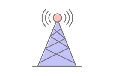 Radyo Kulesi doğrusal renk simgesi, vektör, piksel mükemmel, illüstratör dosyası