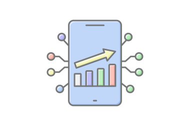 Veri analizi doğrusal renk simgesi, vektör, piksel mükemmel, illüstratör dosyası