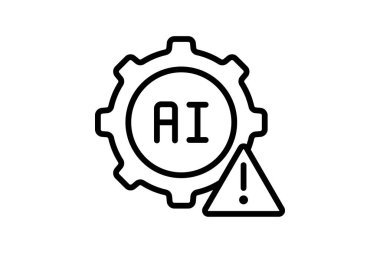 Ai Risk Yönetimi çizgi simgesi, vektör, piksel mükemmel, illüstratör dosyası
