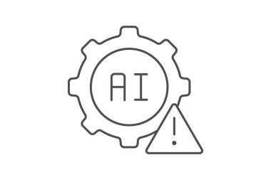 Ai Risk Yönetimi ince çizgi simgesi, vektör, piksel mükemmel, illüstratör dosyası