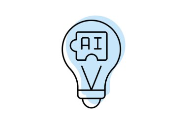 Ai Çözümleri renk gölge ince çizgi simgesi, vektör, piksel mükemmel, illüstratör dosyası