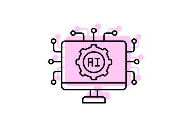 Ai Teknoloji renk gölge ince çizgi simgesi, vektör, piksel mükemmel, illüstratör dosyası