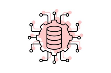 Veri Bilimi renk gölge ince çizgi simgesi, vektör, piksel mükemmel, illüstratör dosyası