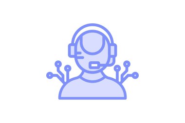 Ai Desteği duoton çizgi simgesi, vektör, piksel mükemmel, illüstratör dosyası