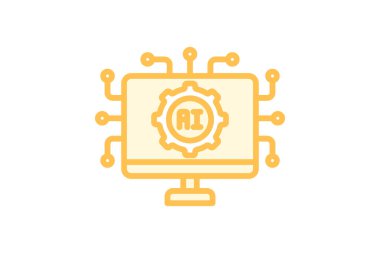 Ai Teknoloji duoton çizgi simgesi, vektör, piksel mükemmel, illüstratör dosyası