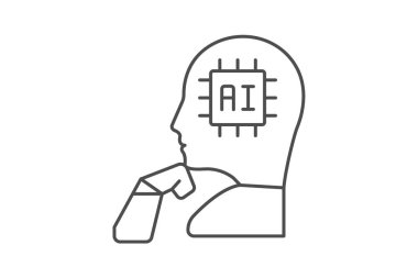 Robotik Düşünme İnce Çizgisi simgesi, vektör, piksel mükemmel, illüstratör dosyası