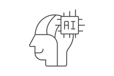 Makine Öğrenme İnce Çizgisi simgesi, vektör, piksel mükemmel, illüstratör dosyası